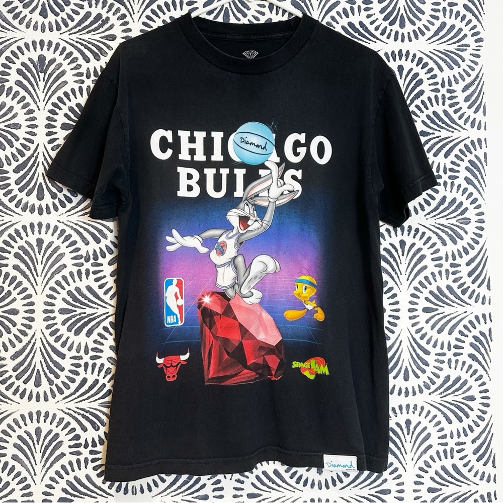 Diamond Supply Space Jam Chicago Bulls Graphic T Shirt FLAWS READ